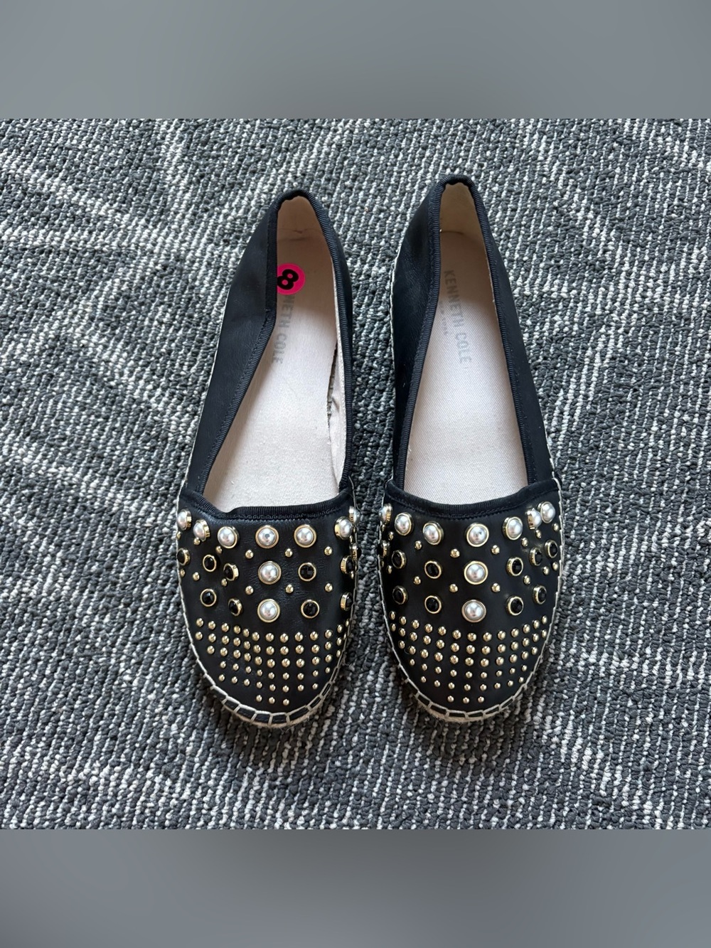 Kenneth Cole New York Women's Brigid Espadrille Flats with Stud, Black 8M